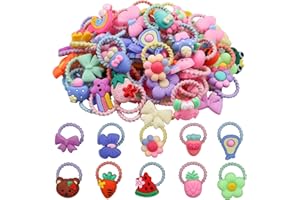 100 Pcs Girls Hair Accessories, Cute Hair Ties for Little Girls, Multicolor Toddler Hair Ties, Elastic Rubber Bands for Baby 