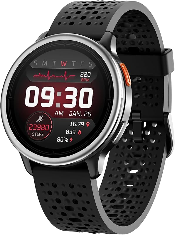 Relógio inteligente masculino de 1,27" Relógio inteligente feminino Tiras redondas 2, monitor de sono Funções de saúde e fitness 120+ Modos desportivos 3ATM Impermeável para iPhone/Samsung/Android Preto — foto 1 de 8