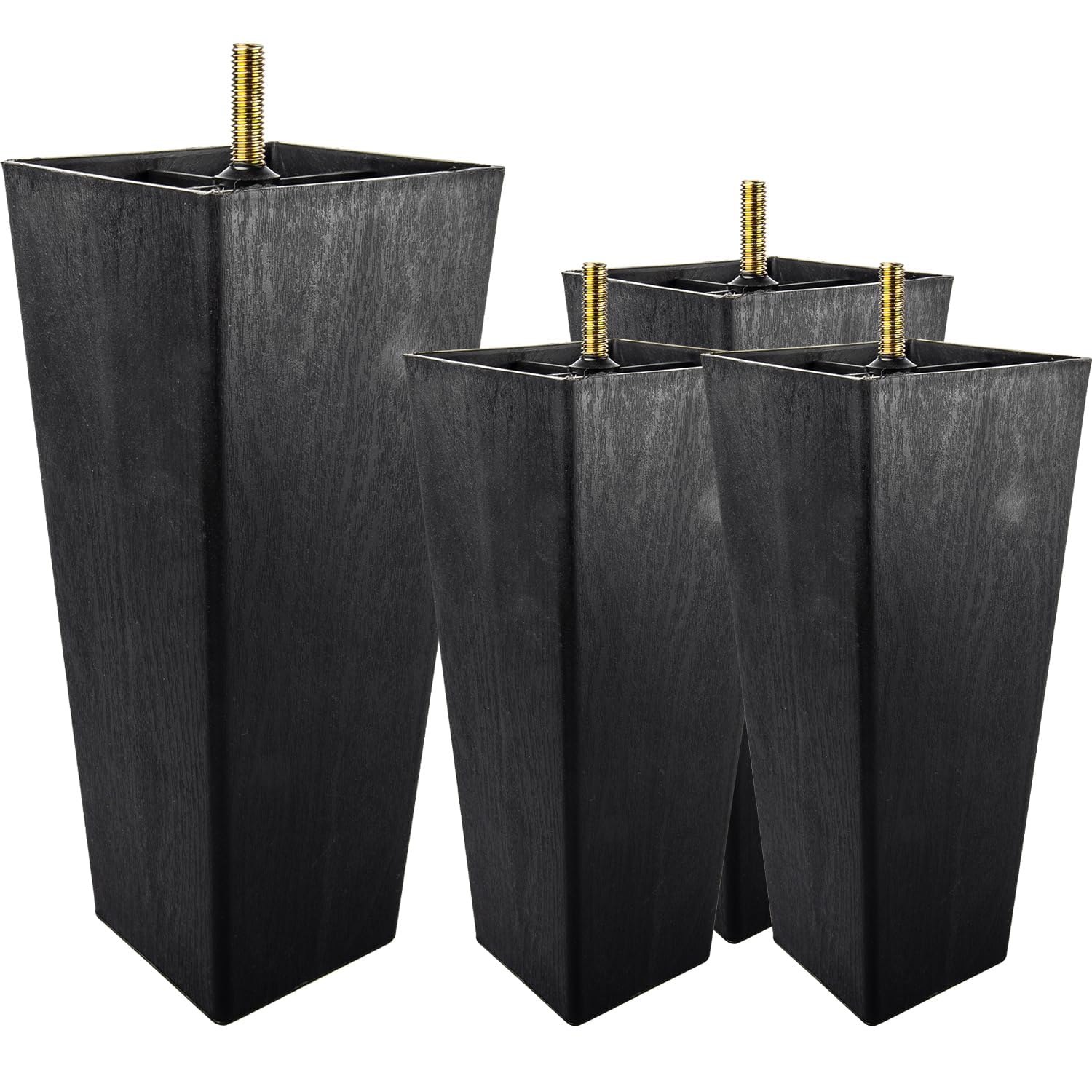 TCHOSUZ 8 inch / 20cm Plastic Furniture Legs, Pack of 4 Mid Century Modern Plastic Light Pyramid Wood Grain Replacement Feet with M8 Hanger Bolts & T-Nuts for Sofa Couch Bed Riser