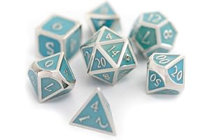 SUBURBAN SPHINX Metal DND Dice Set Blue/Silver Polyhedral Dice with Polished Tin Carrying Case for Table Top Games D&D Dungeons and Dragons Role Playing Games