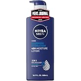 NIVEA MEN Maximum Hydration Lotion, 48-Hour Body Moisturizer, 16.9 FL OZ | Aloe Vera Body Lotion for Men, 3-in-1 Lotion for Body, Hands and Face, Fast Absorbing, Non Sticky