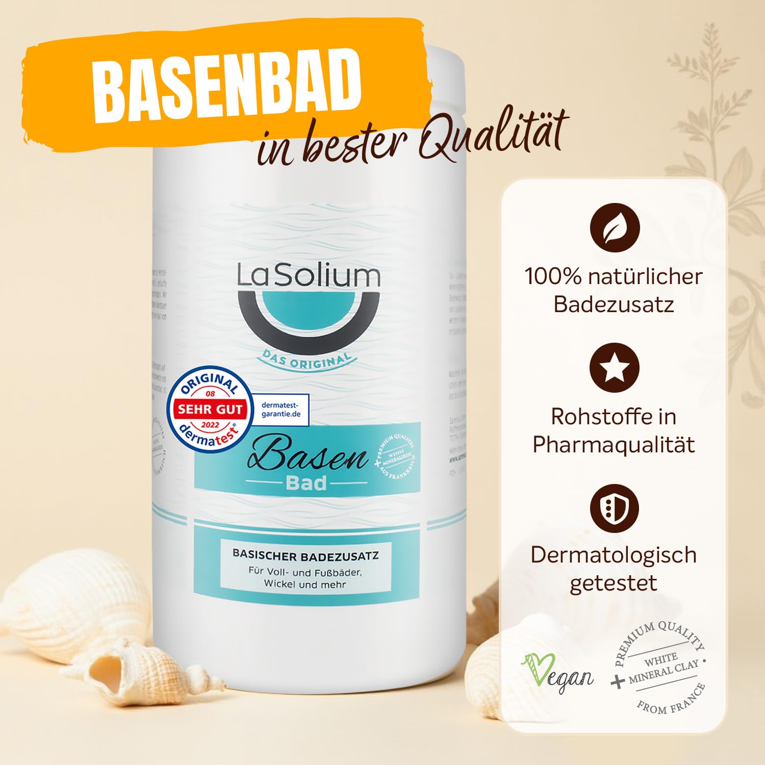 Basenbad - DERMATEST SEHR GUT, Basisches Badesalz mit Mineralerde, 1200g, in Deutschland hergestellt 2
