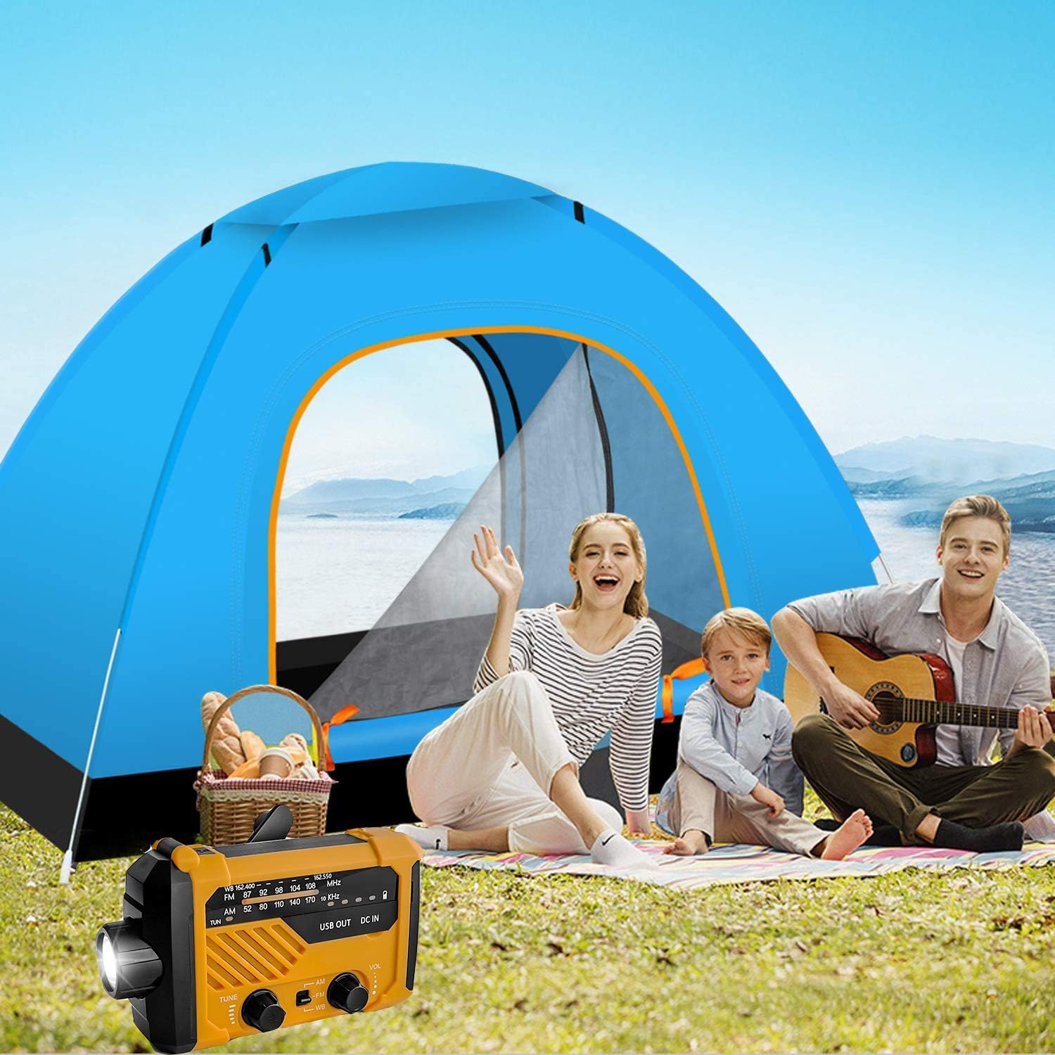 Emergency Weather Alert Radio, USFY Portable Solar Powered Hand Crank Radio, 4 Way Charging, SOS Alarm, LED Flashlight/Reading Lamp, AM FM NOAA Radio - Orange: Home Audio & Theater