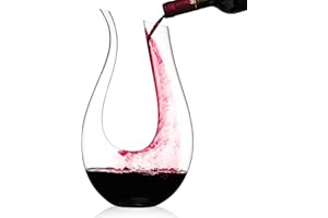 Galashield Wine Decanter, 1400ml (50 fl oz) 100% Hand Blown Crystal Glass Red Wine Carafe U Shape Wine Aerator