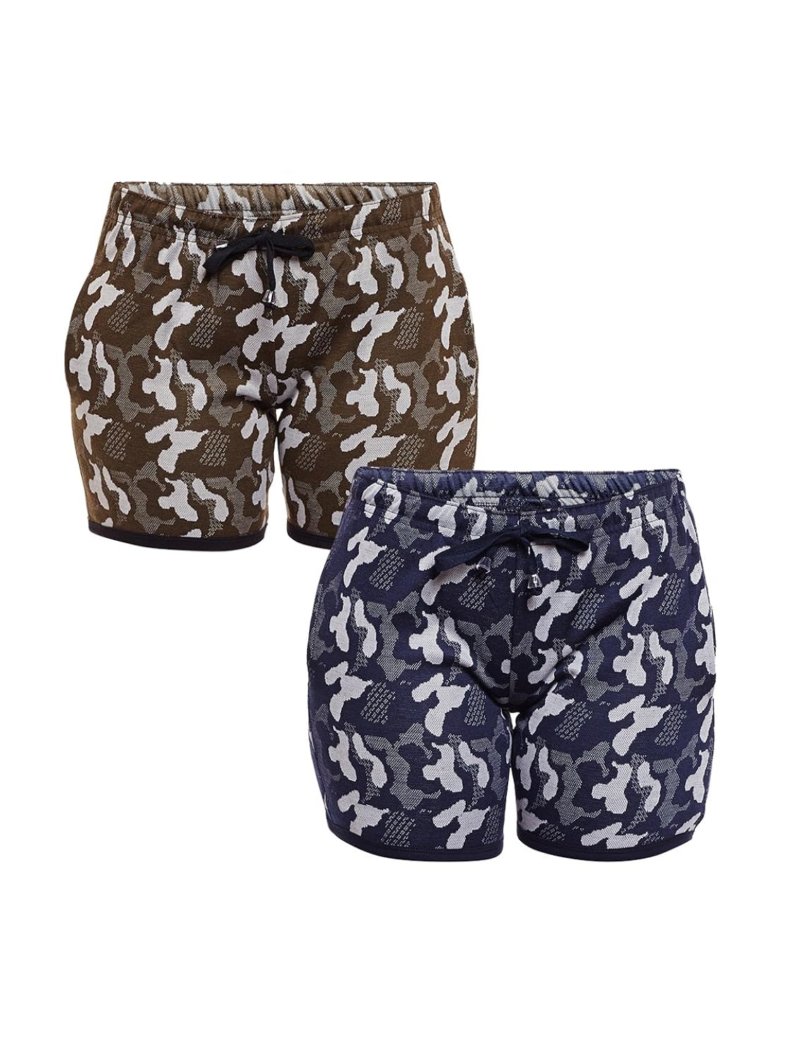 vimal multicolor camouflage cotton shorts for women(pack of 2) (f7_arm_nvy_olv_02-p)