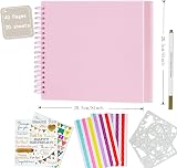 Miaikoe DIY Scrapbook Album 20.5x20.5 cm Kraft Pink 20 Sheets Spiral Binding view 4