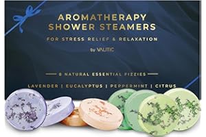Valitic Aromatherapy Shower Steamers for Stress Relief and Relaxation - Gifts for Women Mom Birthday 8 Natural Essential Fizzies Shower Bombs - 4 Scents - Lavender, Eucalyptus, Citrus, and Peppermint