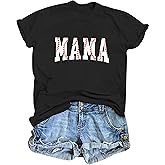 Baseball Shirt Women Mama Shirt Baseball Letter Printed Tees Funny Graphic Short Sleeve Mom Gift Tops
