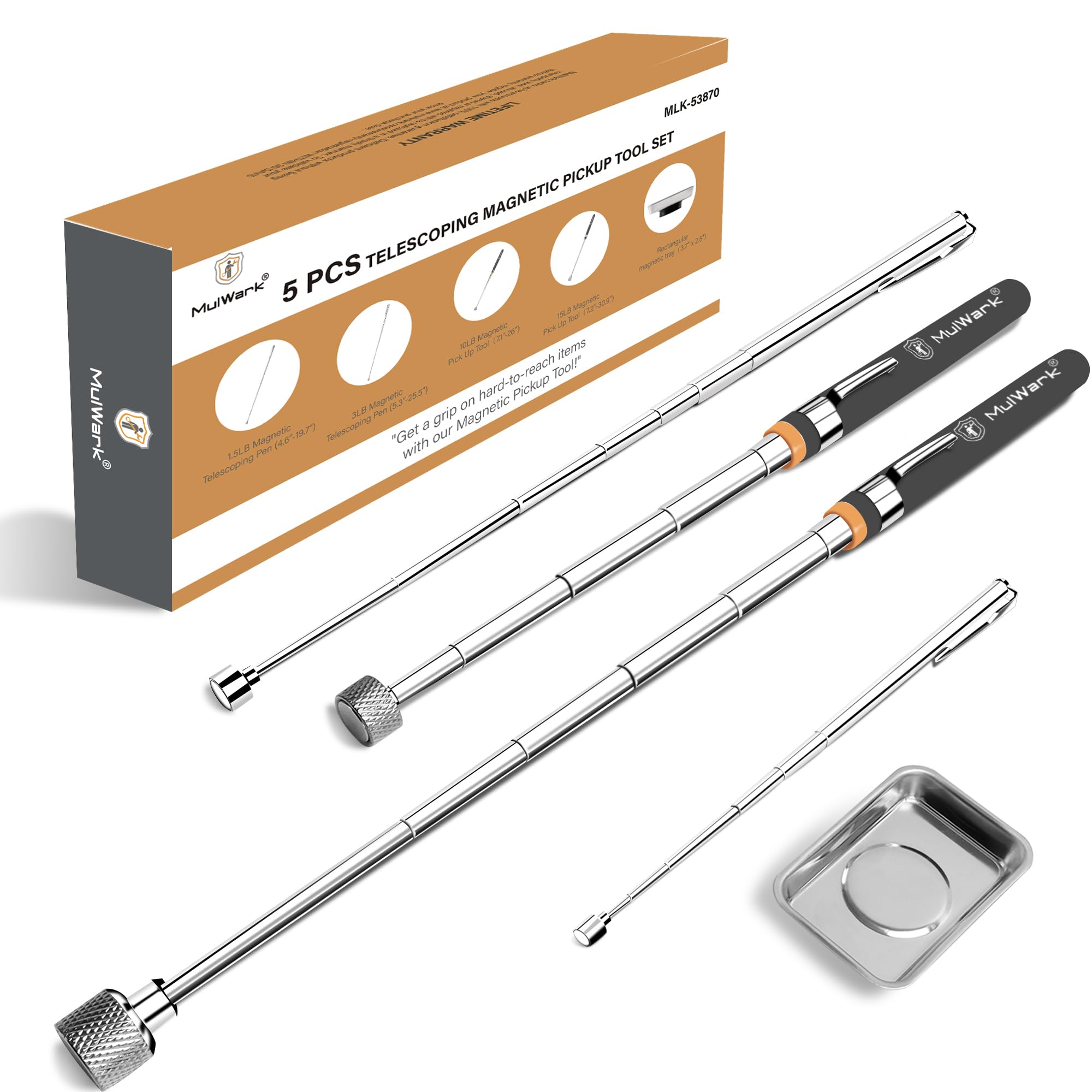 Mulwark 5 pcs Telescoping Magnetic Pickup Tool with