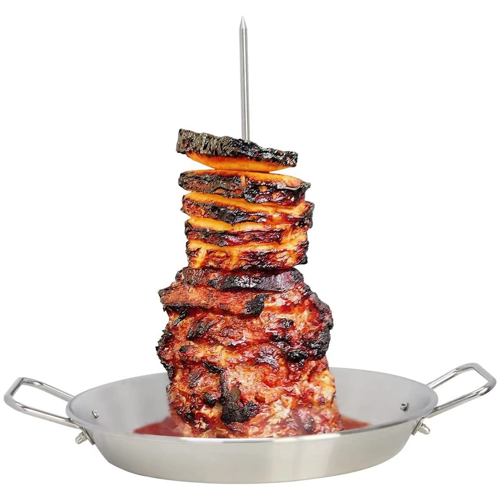 Al Pastor Skewer for Grill, Stainless Steel Skewer Brazilian Barbecue Skewer Stand with 3 Removable Size Spikes, Vertical Skewer Stand for Grill, Shawarma Stand Brazilian BBQ Skewers Rack for(#1)