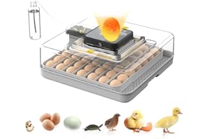 SylvanSparkKitchen 48 Egg Incubator for Hatching Eggs Auto Turning Digital Temp/Humidity Display Built-in Candler & Water Refill LED Candler for Chicken Duck Quail Birds