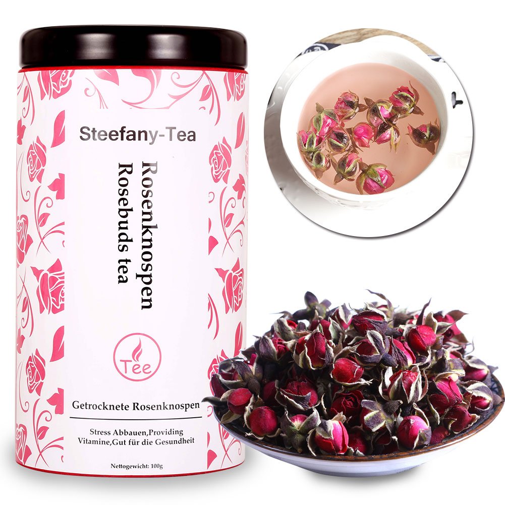 Tè Alla Rosa, Petali di Rosa, Blooming Rose, Tè Boccioli di Rosa, Tè Boccioli di Rosa, Boccioli di Rosa Essiccati, Fornitura di Vitamine, Buono Per La Salute (100g)