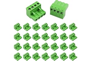 kuosbiu 30PCS 4 Pin 5.08mm Pitch PCB Mount Screw Terminal Block Connector, Pluggable Quick Male Plug Connector-Phoenix Type Connector 4-Pole