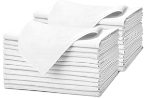 AVALON KITCHEN Cloth Napkins Pack of 24 - White Napkin 17x17 Inches Linen Napkins - 100% Polyester Dinner Napkins Durable, Soft and Absorbent with Hemmed Edges Ideal for Parties and Wedding