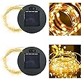 Solar-Replacement Top Lantern Waterproof String - 2 Packs Round Panels Copper Wire Accessories for Garden Watering Can Lights Outdoor Handling Lantern DIY Patio Housewarming Decorations (Warm/Warm)