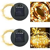 Solar-Replacement Top Lantern Waterproof String - 2 Packs Round Panels Copper Wire Accessories for Garden Watering Can Lights Outdoor Handling Lantern DIY Patio Housewarming Decorations (Warm/Warm)