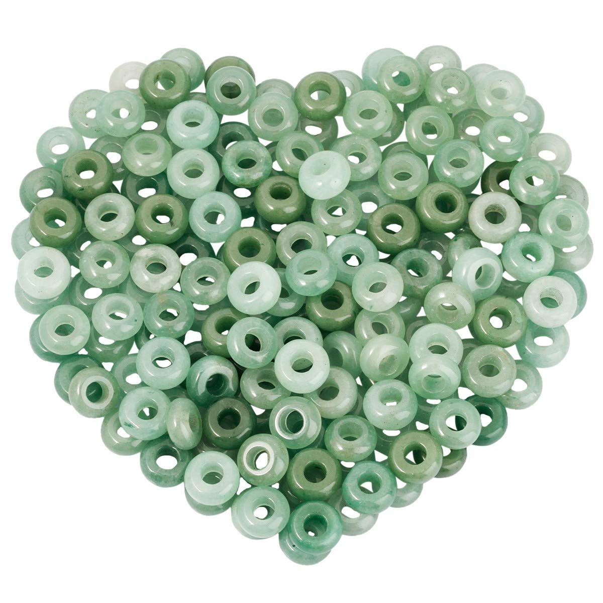 mookaitedecor 20pcs 12mm Natural Green Aventurine Round Large Hole Gemstone Beads for Jewellery Making, Loose Rondelle Crystal Stone Beads for Crafting European Bracelet Macrame DIY Projects