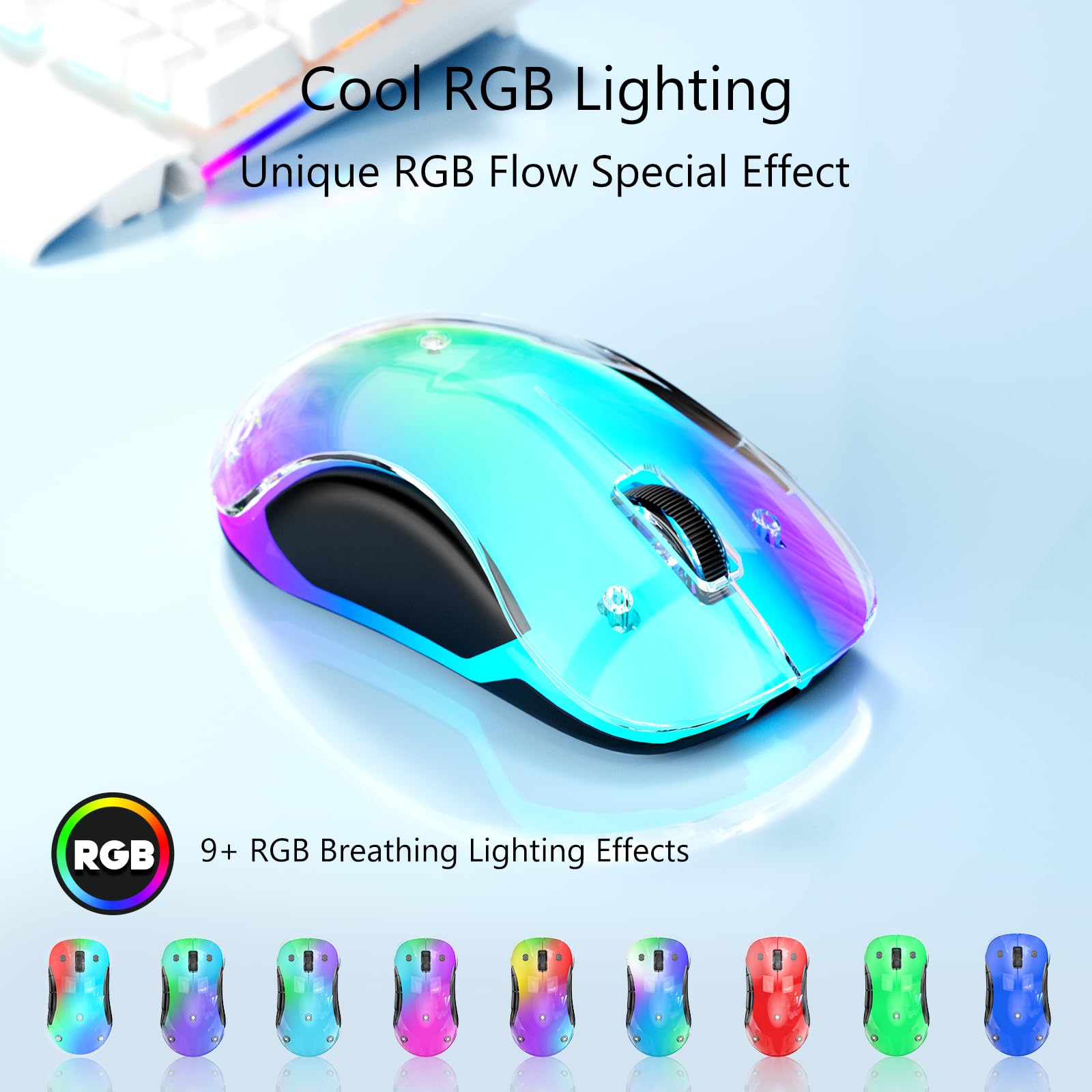 memzuoix 2.4G LED Wireless Mouse, Rechargeable Ergonomic Mouse with Detachable Cover, 1200 DPI Portable Optical Computer Mouse with USB Receiver for Laptop, PC, Desktop and MacBook, 5 Buttons