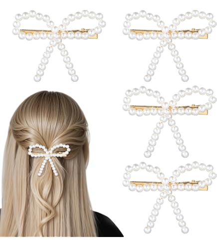Amazon.com : AKOAK 1 Pack Elegant and Sweet White Pearl Bow  display picture 3