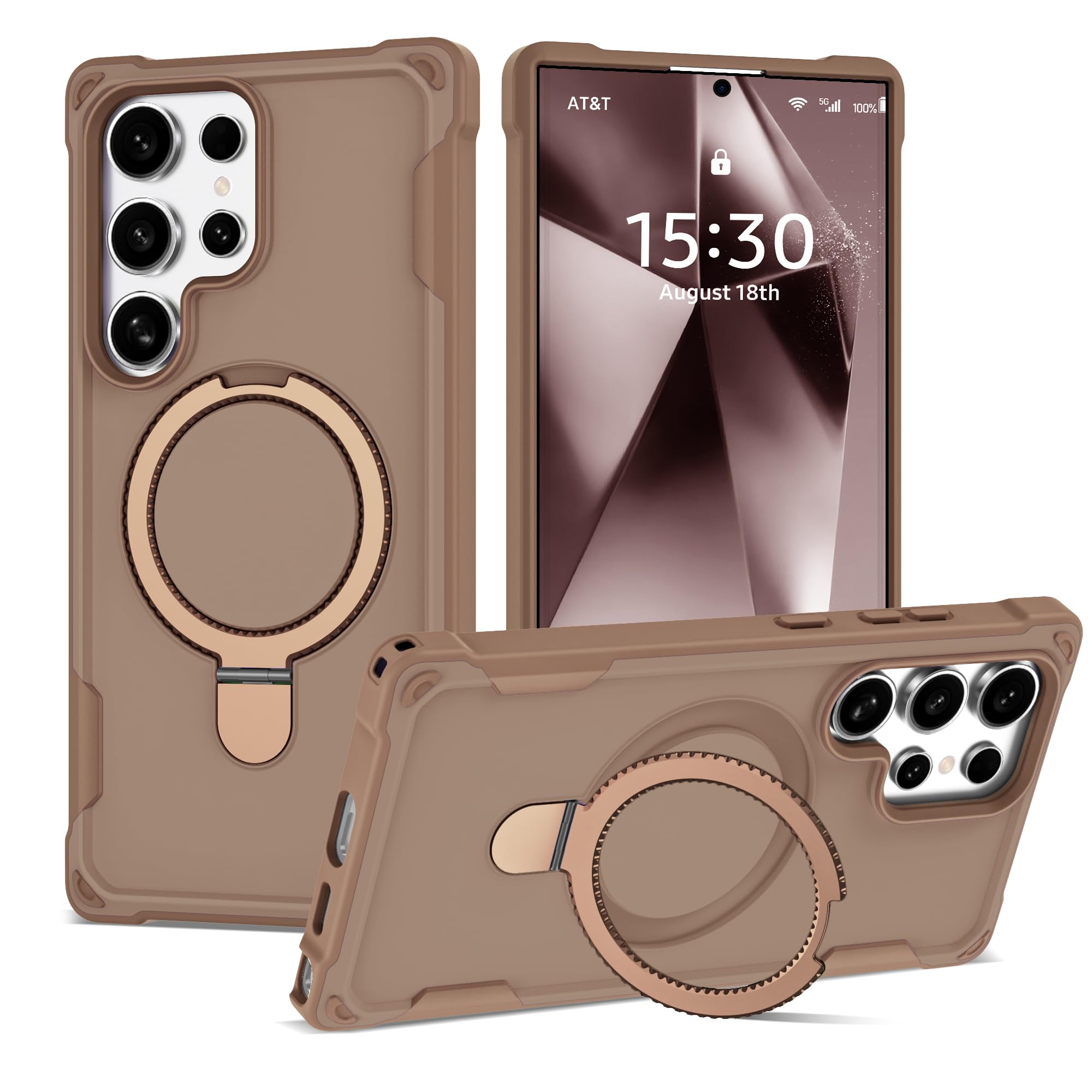 Photo 1 of PeakFuel Designed for Samsung Galaxy S24 Ultra Case 6.8'' with Magnetic Ring Stand [Military Drop Protection][Compatible with MagSafe] Shockproof S24 Ultra Phone Case for Men Wowen,Brown
