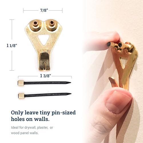 PHS Professional Picture Hanging Hooks with Nails Heavy Duty Brass Wall  Hangers, 50 lbs Capacity, 20 Pack