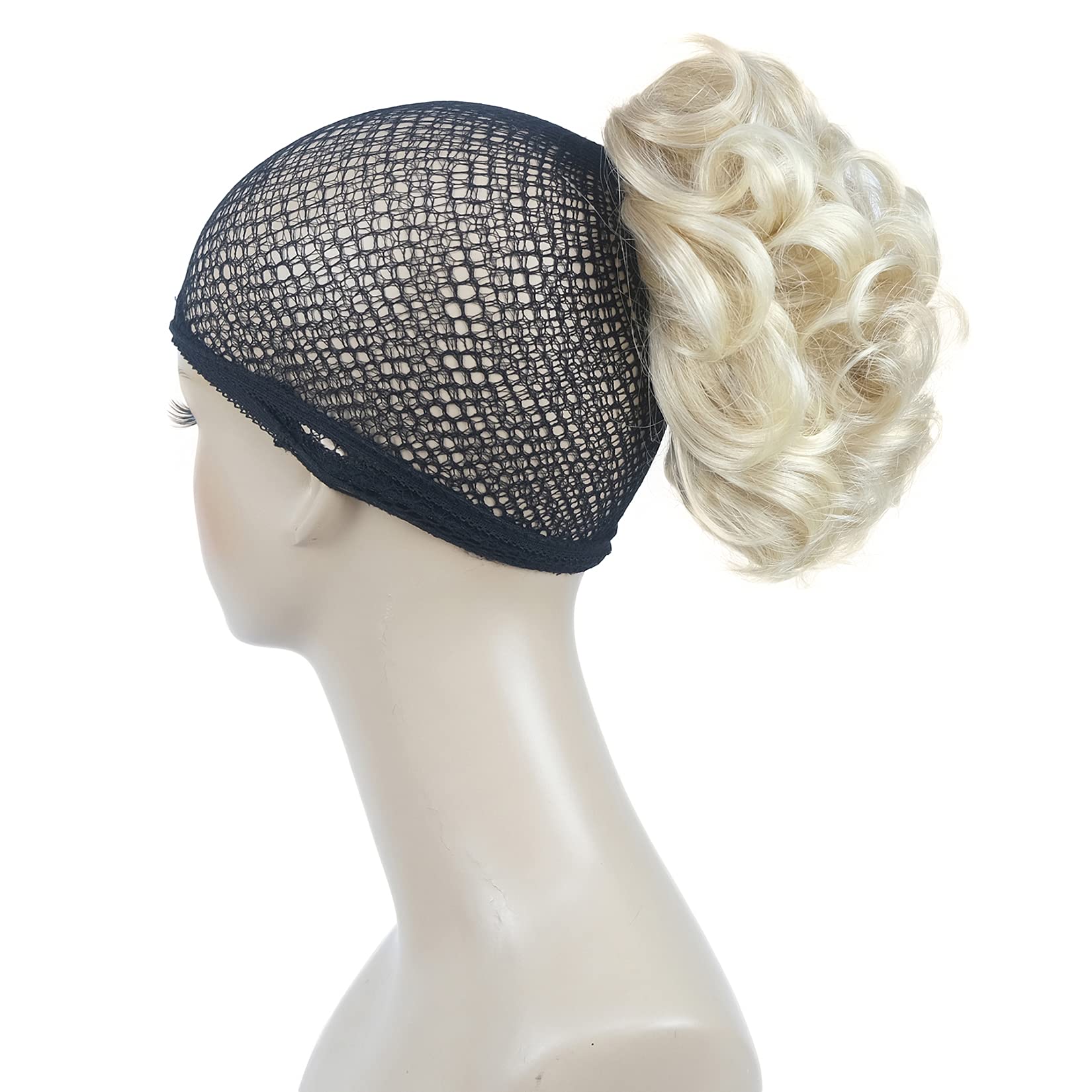 Lydell Short Ponytail Hair Extensions Wavy Curly Synthetic Hairpiece with Jaw Claw (24BT613 Blonde Mix)