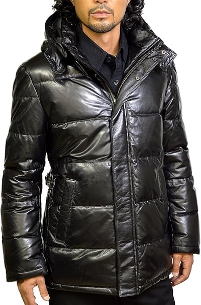 Amazon ダウンコート レザージャケット メンズ ダウンジャケット ラムレザー レザーダウンコート ブラック レザーダウン 本革 Luld1bk コート ジャケット 通販