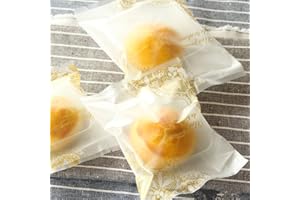 BBC BAKERY 80G Moon Cake Plastic Bags Hot Seal Cookie Candy Bag With Trays 100 Sets (80G Yellow Lace)