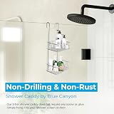 Blue Canyon No-Drill 2 Tier Shower Caddy Stainless Steel White view 3