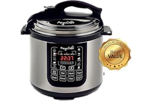 MegaChef MCPR120A 8 Quart Digital Pressure Cooker with 13 Pre-set Multi Function Features, Stainless Steel