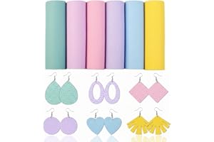 Faux Leather Sheets A5 Set – 6PCS PU Vegan Leather Paper with Small Lychee Pattern, Pastel Colors for DIY Crafts, Scrapbookin
