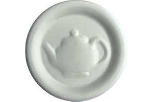 JBK Pottery Pot Minder Ceramic Boil Spill Stopper Disc - Kitchen Overflow Preventer for Noodles, Soups, Pasta, Seafood - Heat, Steam & Splatter Saver for Stove & Microwave - 2.3 inches, Tea Pot Design