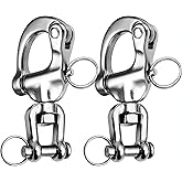 NECMETU Snap Shackle Sailing Halyard, 316 Stainless Steel Clevis Swivel Jaw Swivel Shackle, Quick Release Snap Hook for Sailing Rigging Shackles