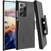 Fingic Samsung Note 20 Ultra Case Combo - Slim Rugged Shell with Kickstand & Belt Clip Holster - Shockproof Cover - Black