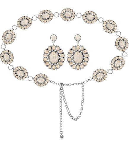8667 Western Concho Fashion Chain Belt Flower Adjustable Size SG62defdc59bfa3862defdc59c080.  main image 4