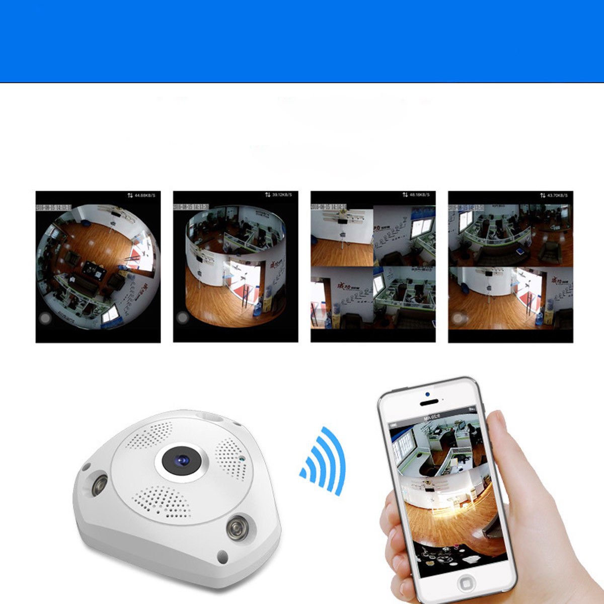 360° Panoramic Wireless IP Camera, ixaer HD Security Fish-Eye Lens WiFi Security Surveillance Camera VR 3D Home Security IP Camera