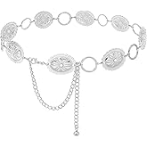 Liutufy Women's Rhinestone Waist Chain Belt Adjustable Metal Chain Belts for Dresses and Fashion Accessories