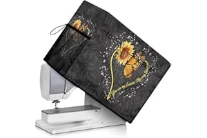 Goronwyfloyd Sunflower Butterfly Pattern Sewing Machine Cover Waterproof Sewing Equipment Cover Shell with Pockets Compatible with Singer and Brother Sewing Machine