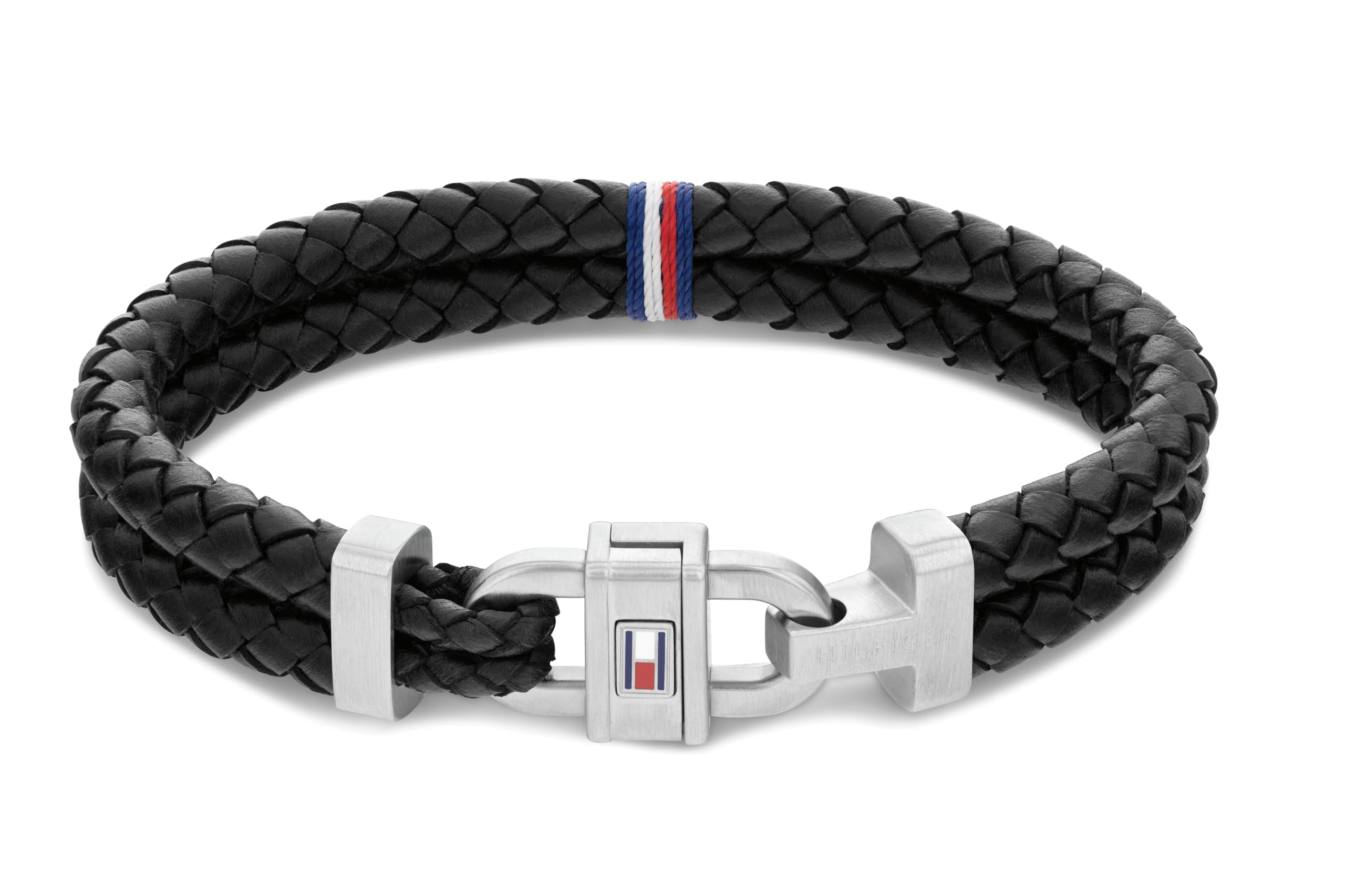 Tommy Hilfiger Jewelry Men's Bracelet with Black Leather and Stainless Steel Closure - 2790361