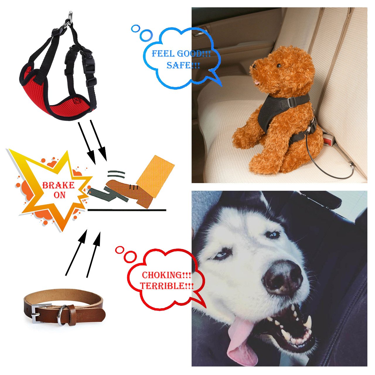 GraceMe Pet Dog Vest Harness Car Soft Mesh Front Range No Pull Harness Adjustable for Rabbit Cat Chiwawa Small Medium Large