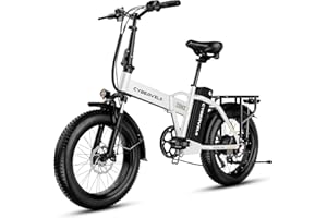 CBVELO 1000W Folding Electric Bike, 48V 20AH Large Removable Battery E Bike, 30+MPH, 80 Miles Max Range, 20" Fat Tire Electric Bike for Adults, Adult Electric Bicycles for Long