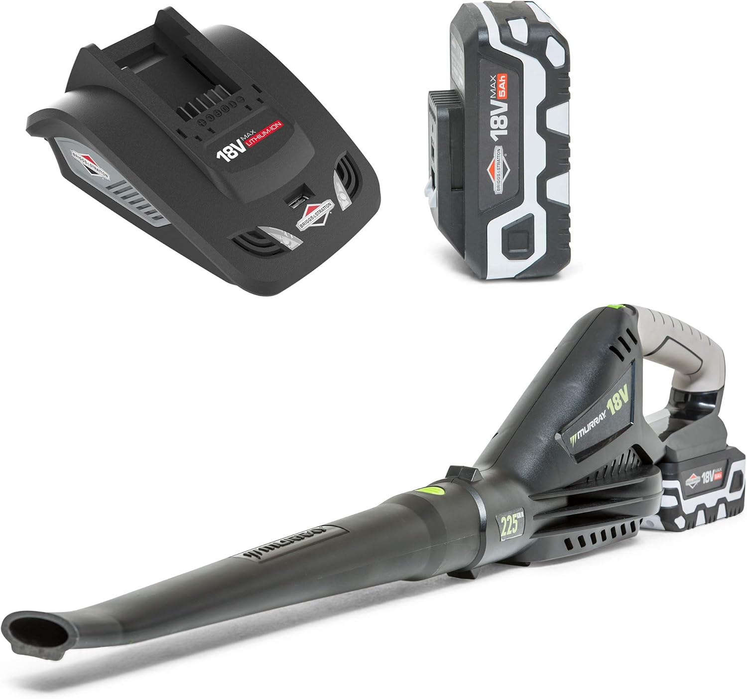 Murray 18V Lithium-Ion Leaf Blower Kit IQ18LBK, Powered by Briggs & Stratton, Including 5Ah Battery and Charger