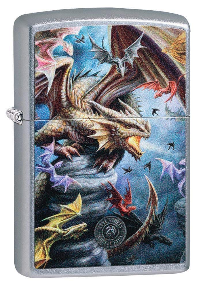 Zippo Anne Stokes Colorful Dragons Street Chrome Pocket Lighter — image 1