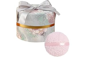 Qopoto Large 6'' Body Powder Puff With Storage Container for Dusting, Bath, and Body Powder Applicator (Arctic Blue)