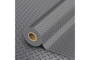 StellarStar 8x20 FT Garage Floor Mat, 2.8mm Thickened PVC Flooring Roll for Under Car, 160 SQFT Diamond Plate Gray Garage Mats for Garage, Warehouse, Basement, Factory, Trailer (Include Tapes)
