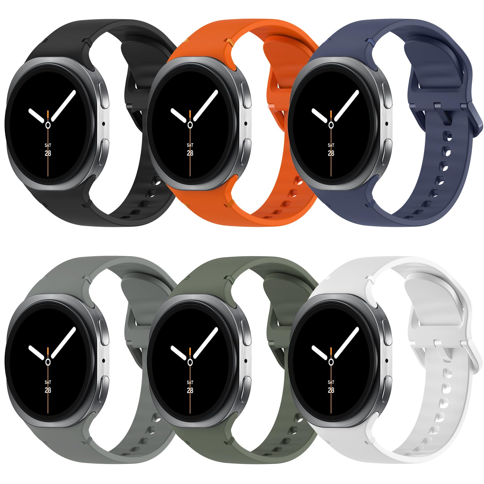 TiMOVO 6 Pack Sport Bands for Samsung Galaxy Watch 8 40mm 44mm/Galaxy Watch 8 Classic 46mm (2025), Soft Silicone Replacement Strap for Women Men, S/M