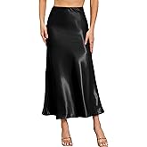 Women's Summer Satin Silk Maxi Skirt 2025 Elegant High Waist Office Cocktail Party Wedding Flowy A-Line Long Skirts