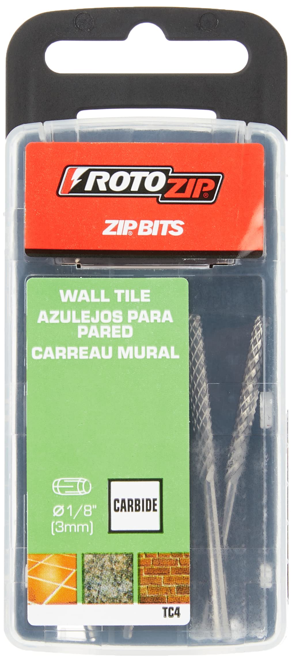 Roto Zip TC4 1/8-Inch Tile-Cutting Carbide Zip Bits, 4-Pack, Silver
