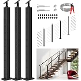 Gyykzz 36" Modular 8-12FT Stair Cable Railing Post Kit Fit 28&deg;-38&deg; Stairway | 3 Pack Stair Railing System, 1/8" Swage Terminal, Silver Cable Length Adjustable, Friendly Kit Easy DIY for Deck, No Handrail
