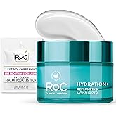 RoC Hydration+ Hyaluronic Acid Moisturizer Face Cream, Fragrance Free 1.7oz | Sensitive Face Moisturizer 1.7oz + Collagen Proteins: 72hr Hydration, visbily plumped skin, with Retinol Eye Cream Packette
